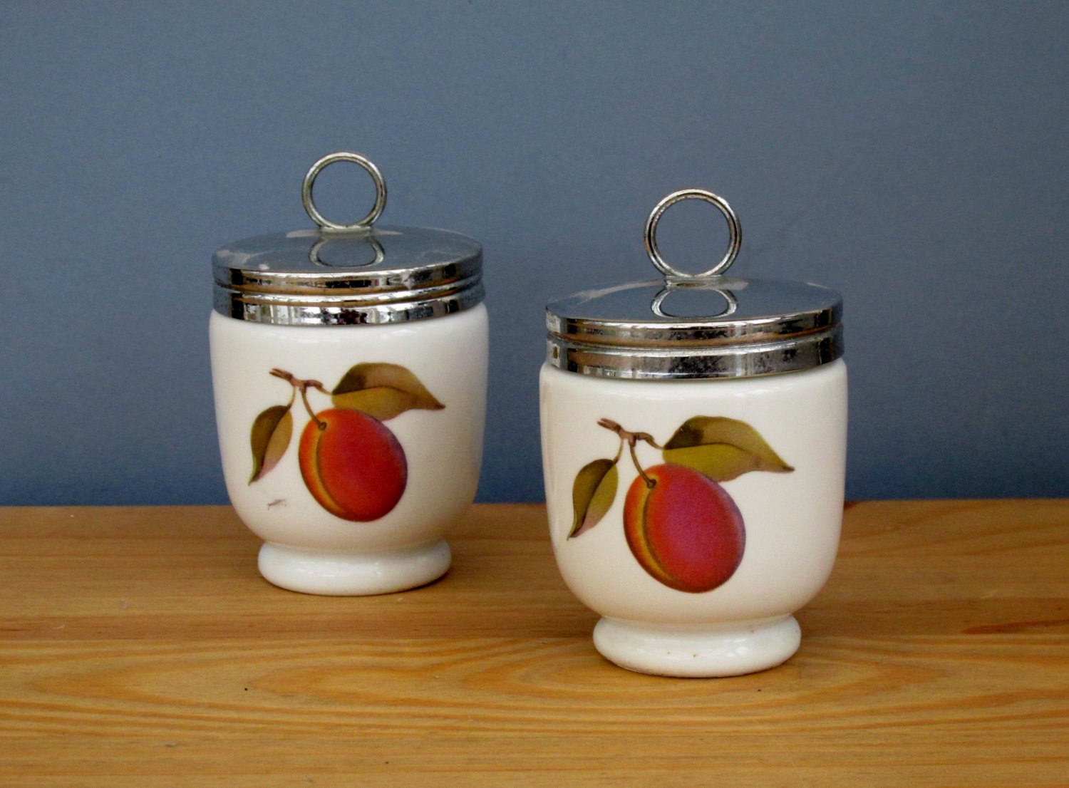 1950s Large Royal Worcester Egg Coddlers Evesham Pattern with