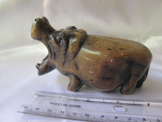 Mini stone soapstone sculpture of Hippo for by handicraftafrica