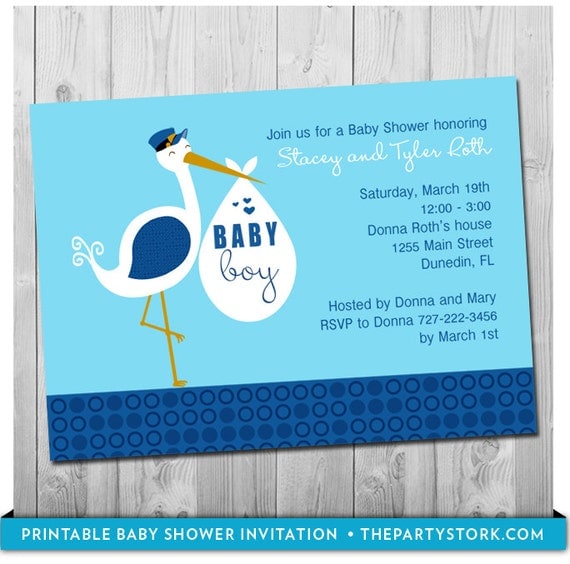 Stork Themed Baby Shower Invitations 8