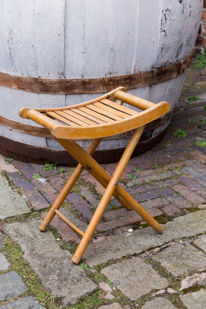 Vintage childs stool 1950, 1960. Collapsable stool, picnic stool, solid