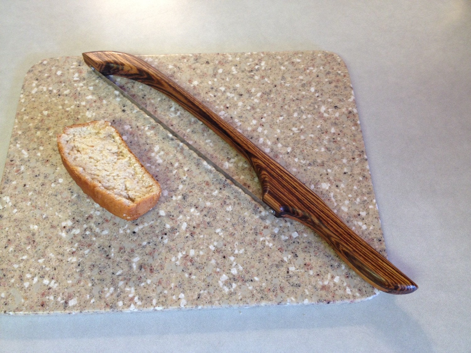 Zebrawood Bow Bread knife. Also known as Fiddle bow knife.