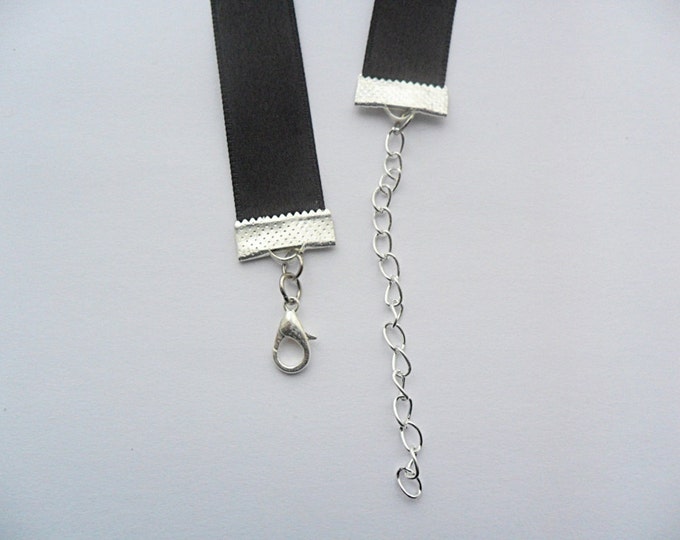 Black Satin choker necklace, 1" inch, 5/8" inch or 3/8" inch width, ribbon choker necklace.