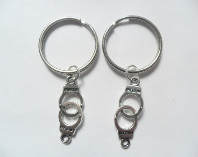 Best Friend Keychains, 2 best friends handcuff keychains partners in crime bff couples sisters BFF