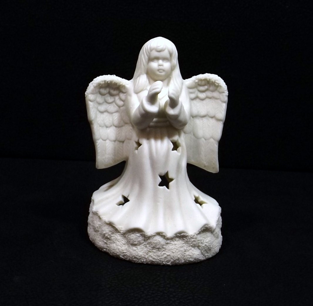HERMITAGE POTTERY White Angel Tea Light Candle Holder