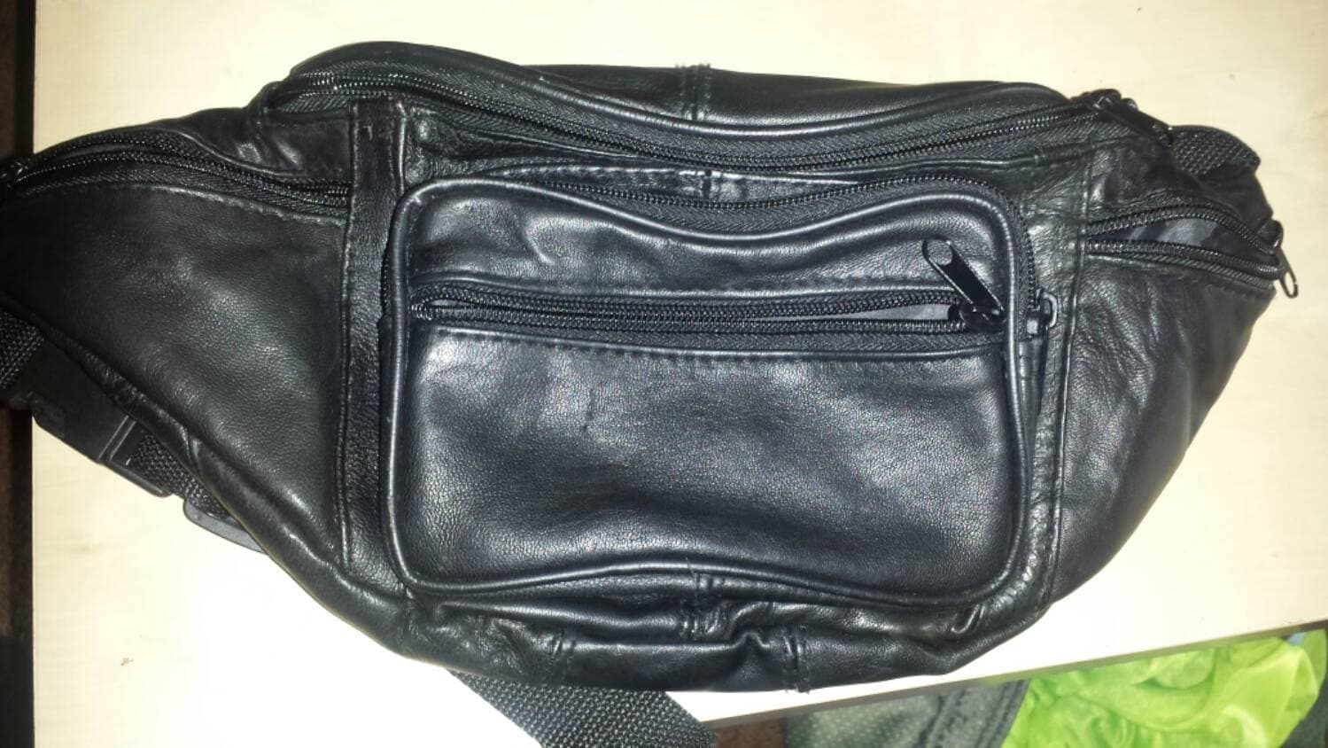 Vintage 1980s Black Leather fanny pack / OSFM by ReminisceVintage