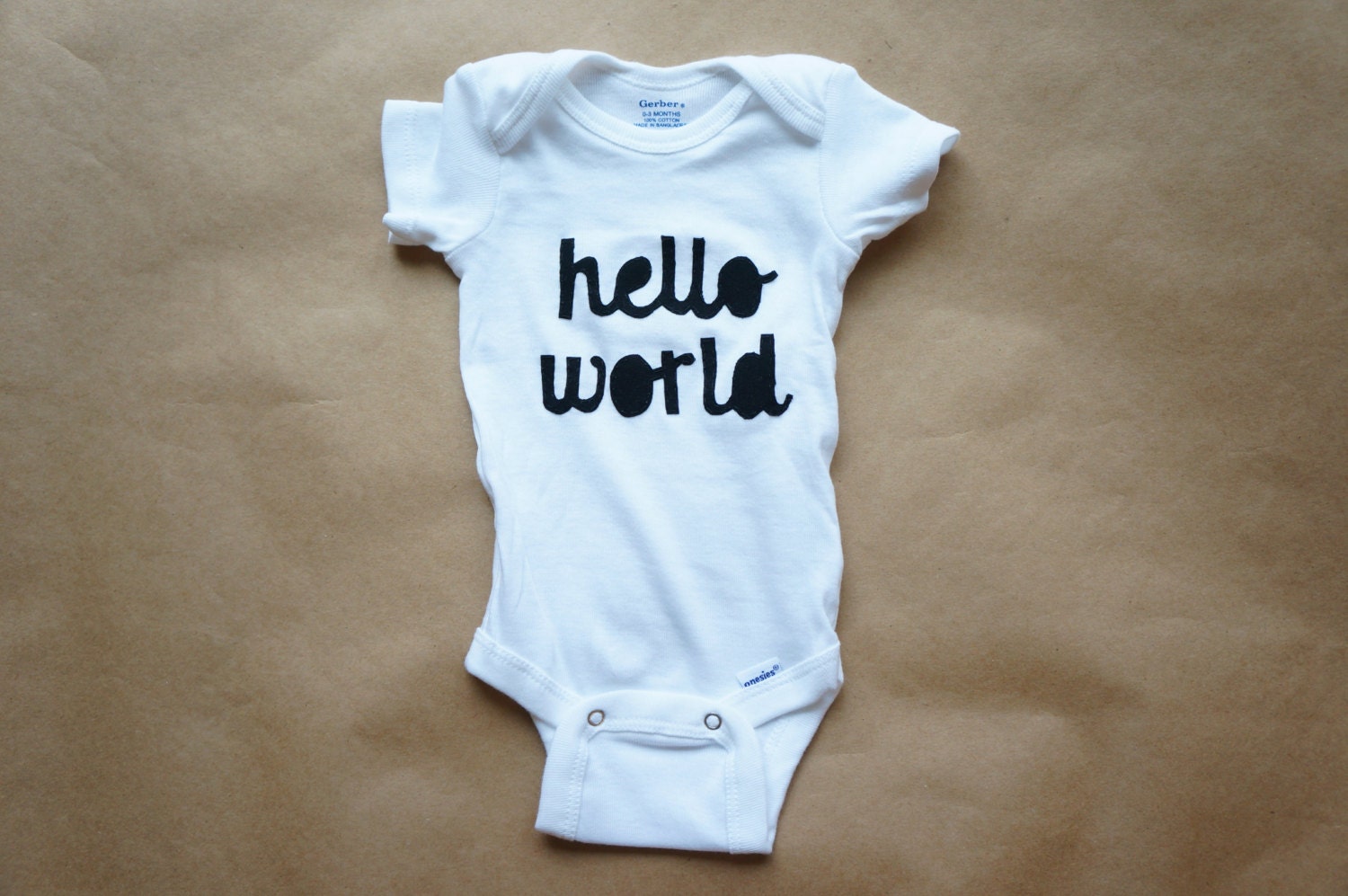  Hello  World  bodysuit onesie  baby body suit new by myjunenov