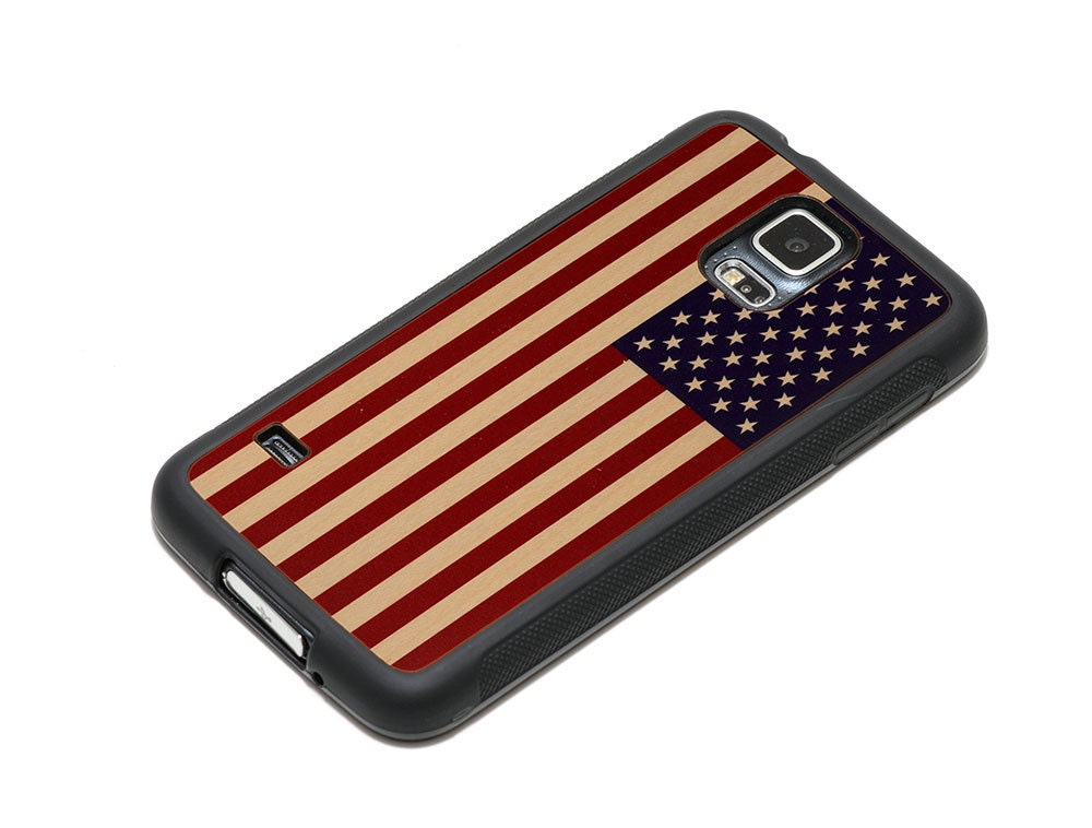 USA Flag Print Samsung Galaxy S5 Real Maple Wood by carvedproducts