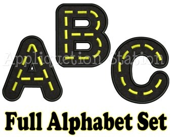 Full Road Alphabet Set Applique Machine Embroidery Design boy construction traffic vehicle car truck INSTANT DOWNLOAD