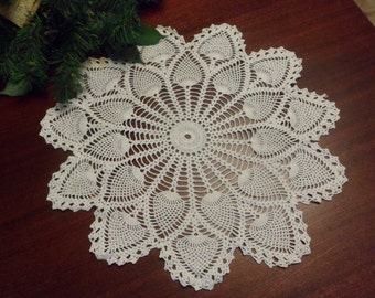Beautiful Hand Crocheted Off White Doily, 17 Inch Diameter