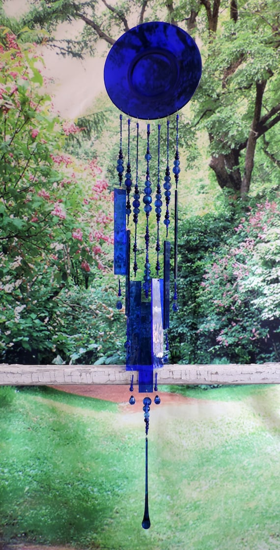 Wind Chime Cobalt Blue Depression Glass by CorvidaeCuriosity