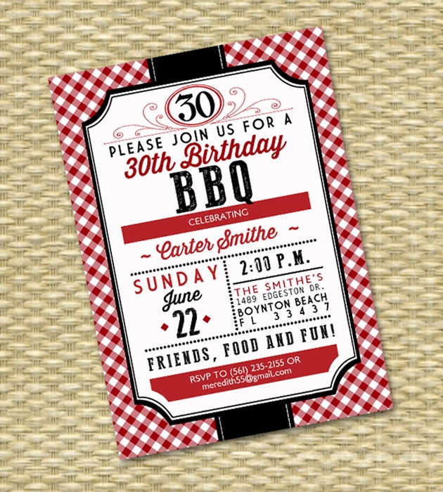 Red Gingham Invitation Template 9