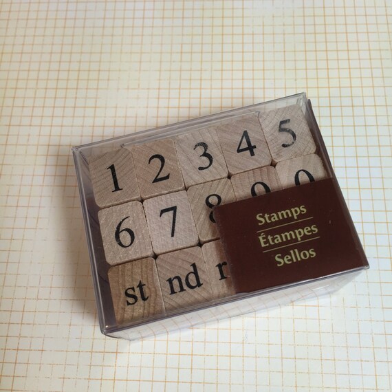 Mini Number Stamp Set / Rubber Stamp Numbers Set / 15 Pc.