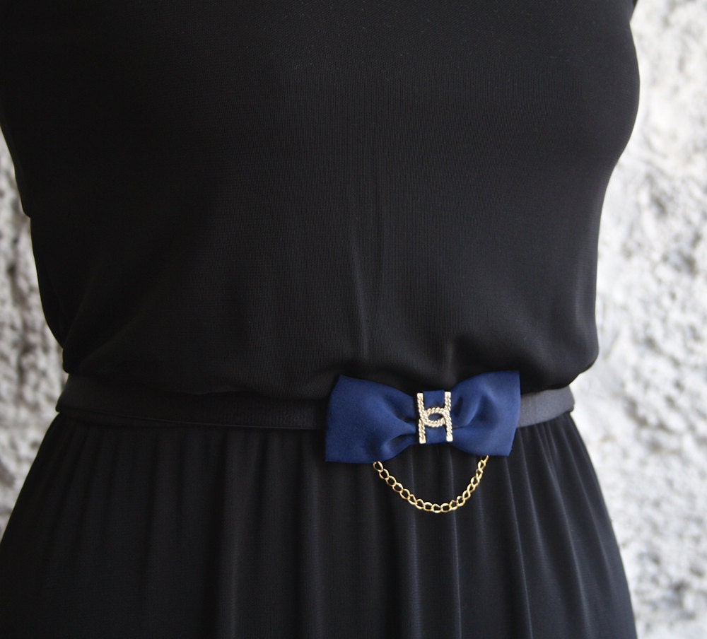 Bow tie waist belt royal blue dress belt blue by SharonTasker