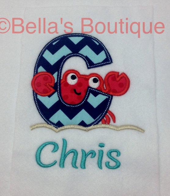 Personalized Crab Alphabet Beach Summer Boys by angelcasalino
