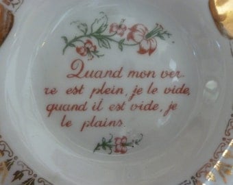 Vtg Guomot Labesse Limoges France ashtray with French text saying