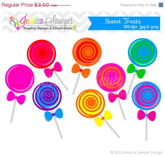 50% OFF- INSTANT DOWNLOAD, Lollipop clip art - candy clip art - - commercial use - personal use - scrapbook - invitation - party Il_570xn