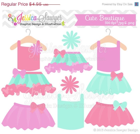 80% OFF - INSTANT DOWNLOAD, tutu clipart, boutique logo, aqua and pink, for scrapooking, invitations, commercial use Il_570xn