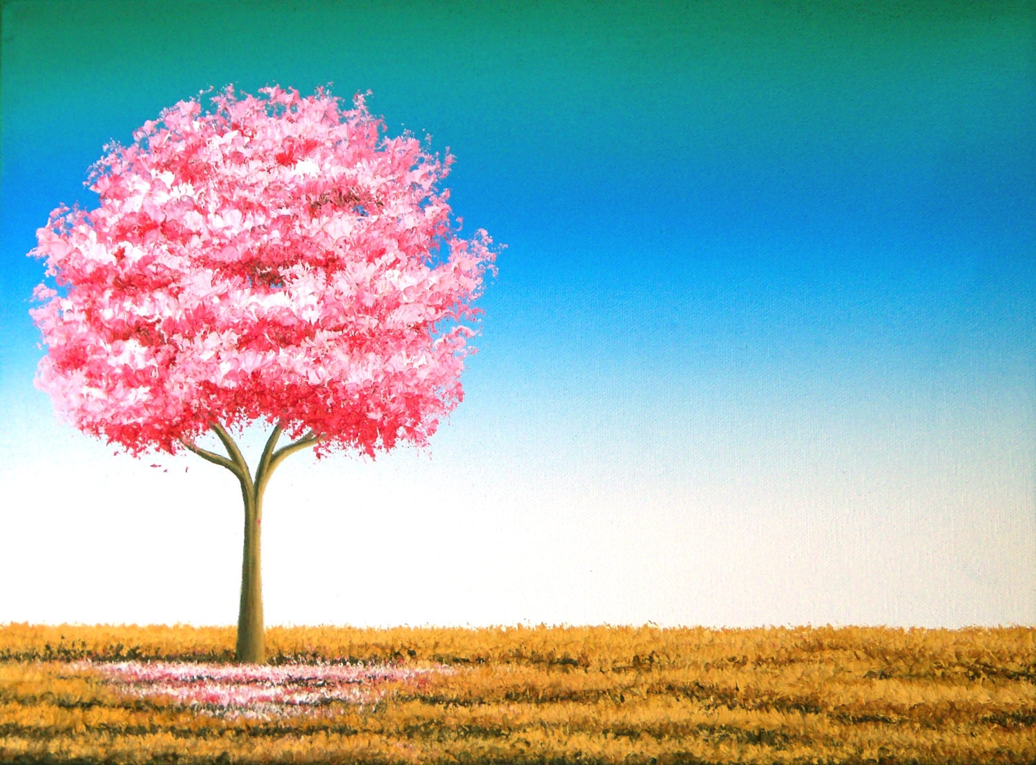 Giclee Print Of Pink Cherry Blossom Tree Painting By Bingart