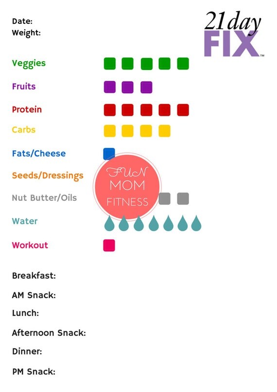 21 day fix check off sheet