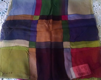 Vintage Echo Silk Scarf Stained Glass Window Look