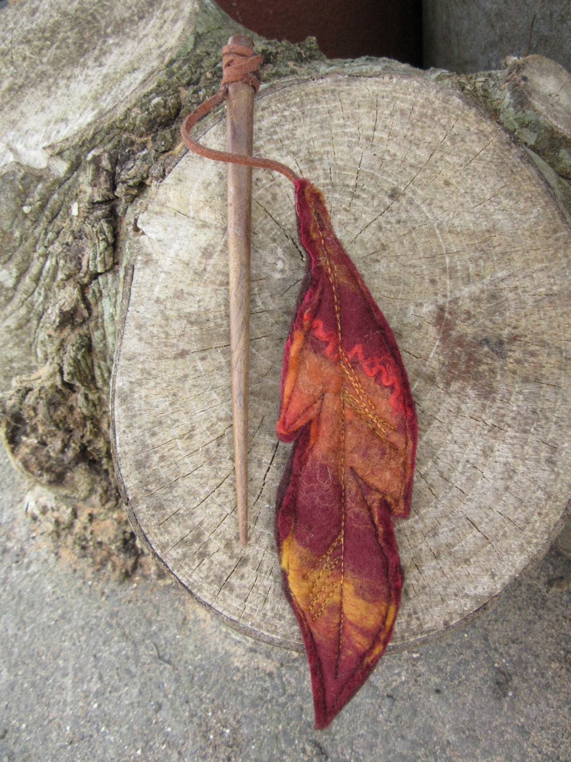 Nuno felt Hand made Felt feather Hair stick by elfnfelt