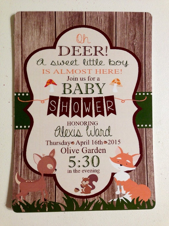 Woodlands Baby Shower Invitation Woodlands by asusanleedesign