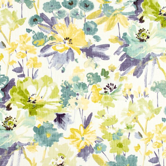 Yellow Floral Upholstery Fabric Contemporary by PopDecorFabrics