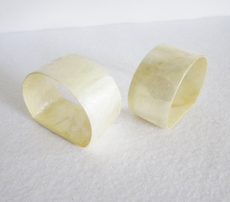 Vintage Capiz Shell Napkin Rings Set of Two