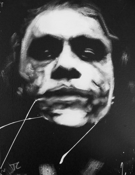 Joker Heath Ledger Black & White Art Portrait Original
