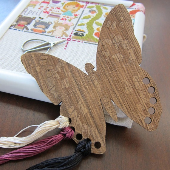 Embroidery Floss Organizer Wooden Thread Holder Butterfly