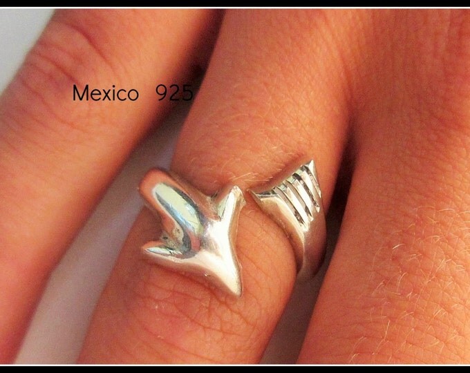 Sterling Cuff Ring - Silver Dolphin - Mexico Signed