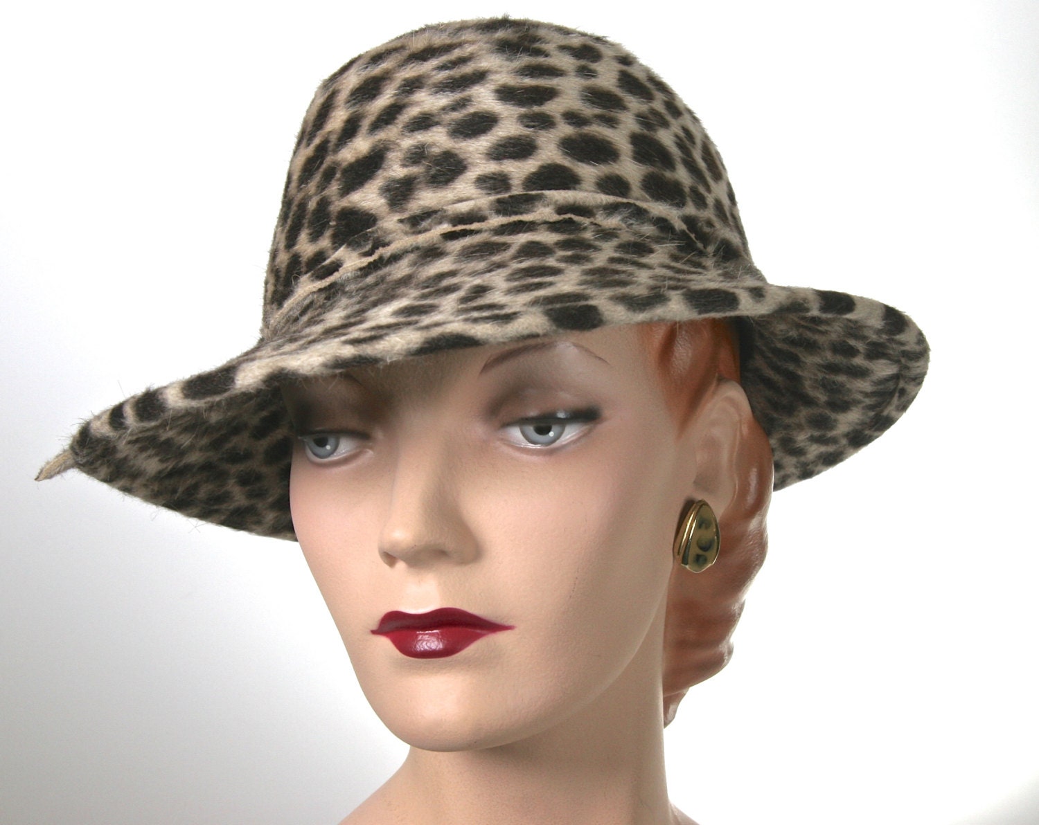 Dark Brown Leopard Print Womens Hat Small Brim Womens Hat