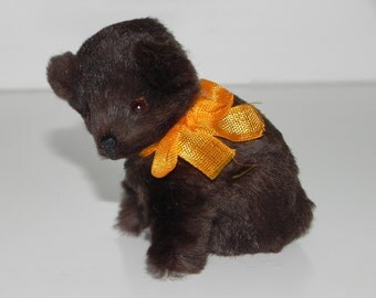 Brown Bear Rabbit Fur Figurine Made in Germany