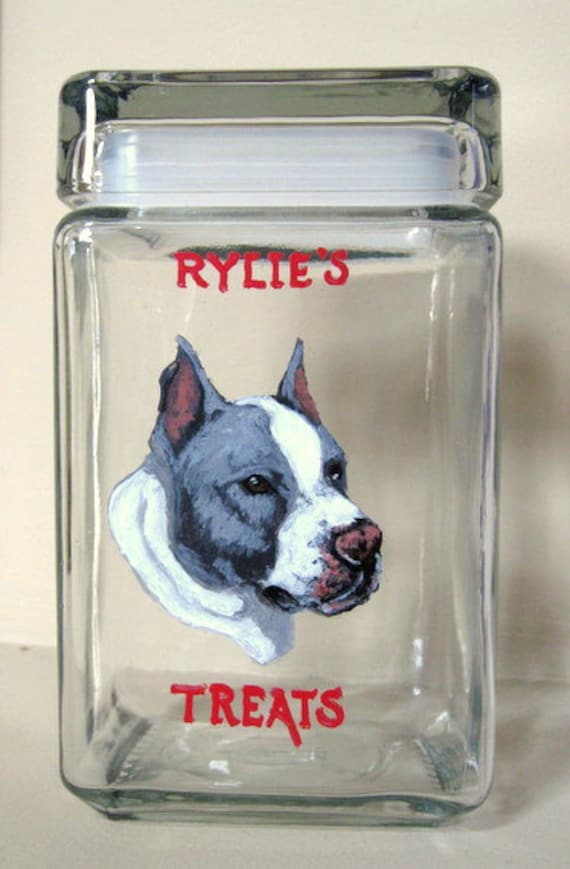 Staffordshire Bull Terrier, Dog Treat Jar, Custom Container, Kitchen Decor, Pet Portrait, Pet Storage, Dog Food, Pet Painting, Dog Art