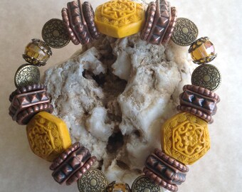 Free Shipping - Wealth - Mala Stone Bracelets/Spiritual Cinnabar Stone Bracelets/Cinnabar Stone Bracelets/Antique Style Bracelets