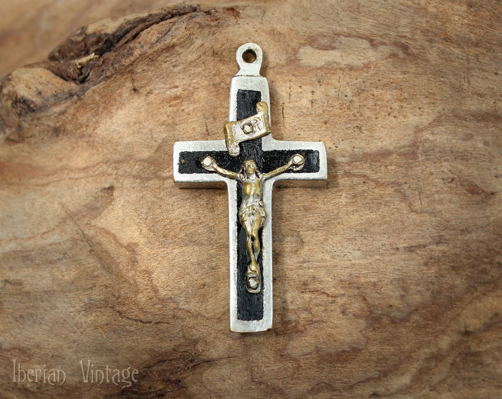 Antique Reliquary Cross Early 1800s Germany Ebony and
