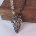 Repurposed Vintage Brooch Rhinestones & Crystals Flower Pendant Necklace Hemitite Antique Silver Chains Upcycled Floral Grape Cluster WishAn