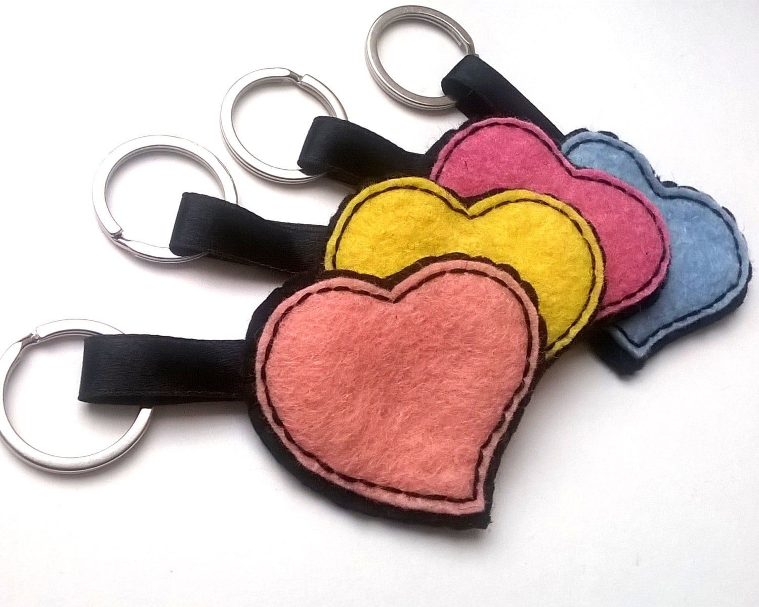 Felt heart keychain love felt accessories eco by grabacoffee