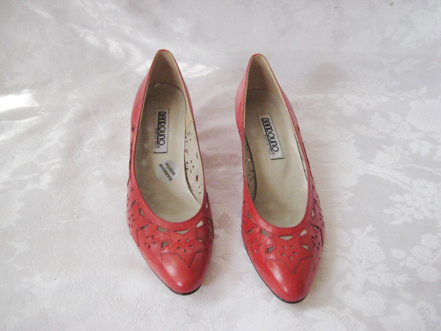Italian made leather red cut out pumps heels by EndlesslyVintage