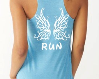 Disney Style Running Tank Tinkerbell Wings RUN Disney Tank Tinkerbell Running Tank
