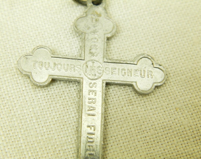 Antique French White Metal Crucifix / Religious Jewelry / Christian Cross / Jesus / Christ / Catholic / Church / Goth / Jewellery / Chapel