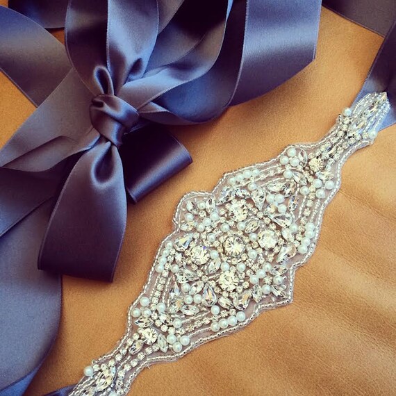 CAMO sash with RHINESTONE and pearl beading