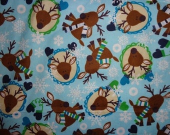 Winter Deer Flanel Fabric by the Yard