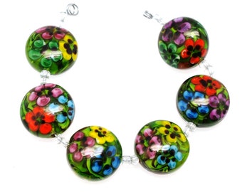 Pearly Karpel Lampwork Beads (6) SRA Made To Order Handmade