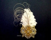 wrist corsage, 1920s Great Gatsby gold & white feather corsage, 1920s prom corsage, prom accessory, wrist corsage bracelet, Gatsby corsage wrist corsage, 1920s Great Gatsby gold & white feather corsage, 1920s prom corsage, prom accessory, wrist corsage bracelet, Gatsby corsage