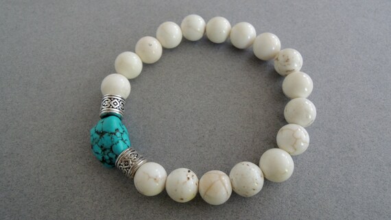 Turquoise Nugget Bracelet Beaded Gemstone by WildGardenDesigns