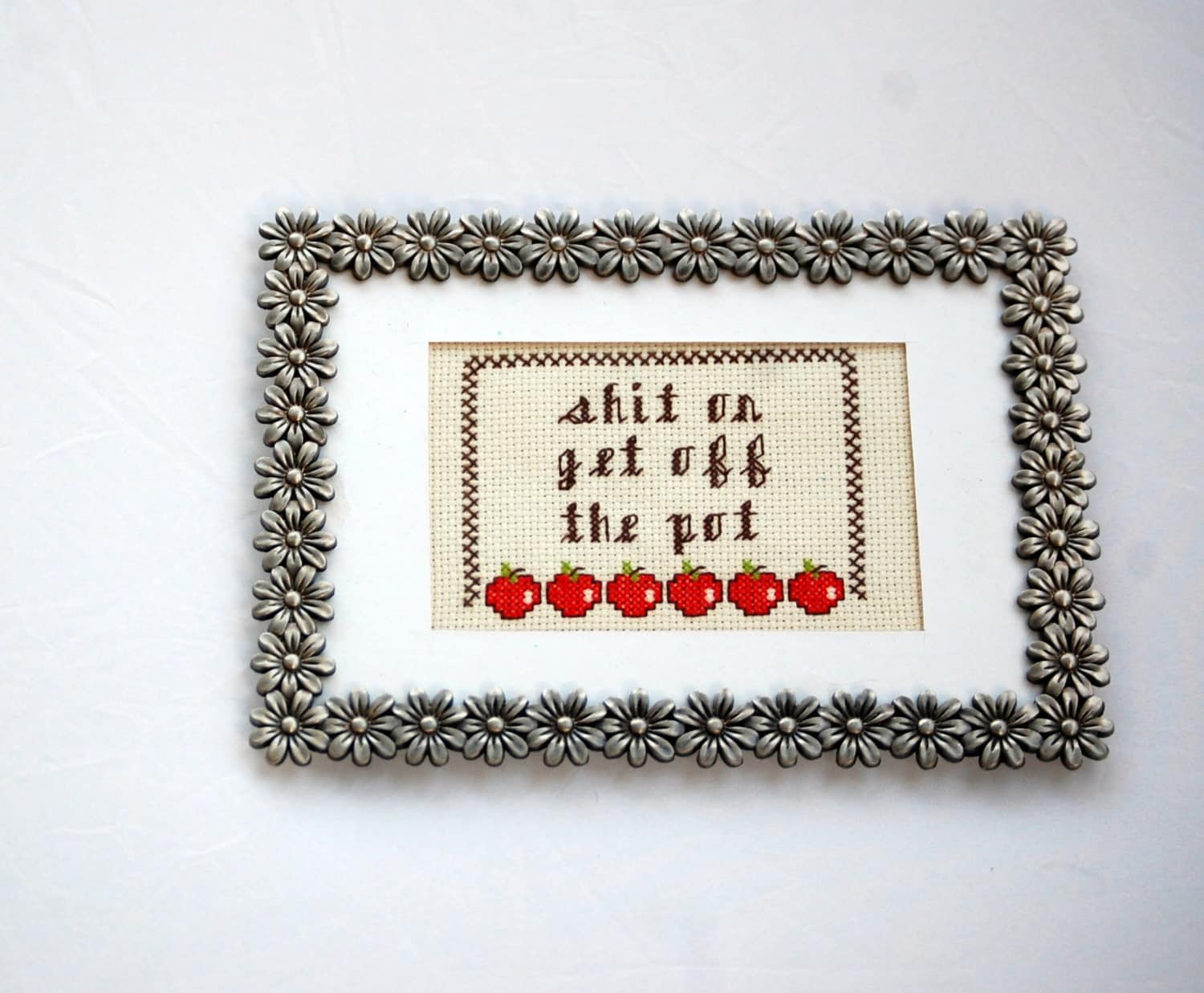 Shit Or Get Off The Pot Framed Cross Stitch