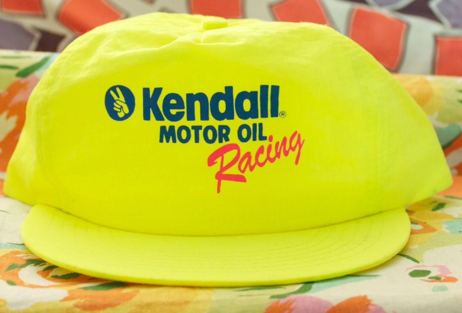Vintage 1980s Neon Kendall Motor Oil Racing Hat Haute Juice