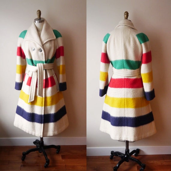 1970s Hudson Bay striped wool coat // classic // by TheDressForm