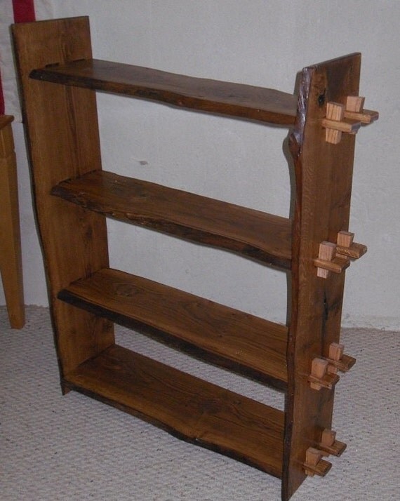 Bookcase Live Edge Oak Mortise and Tenon assembly by craftcubbies